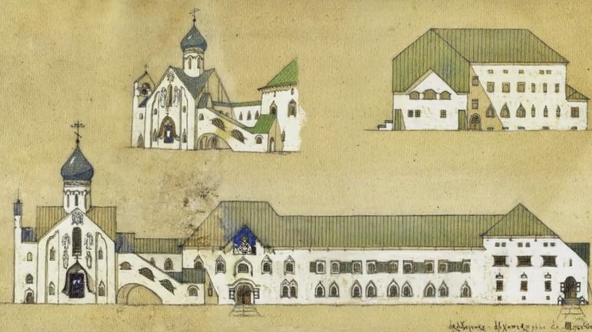 Эскиз подворья, архитектор А. В. Щусев