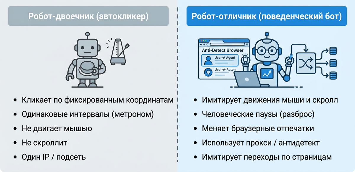 Двоечник и отличник — два подхода к автоматизации кликов