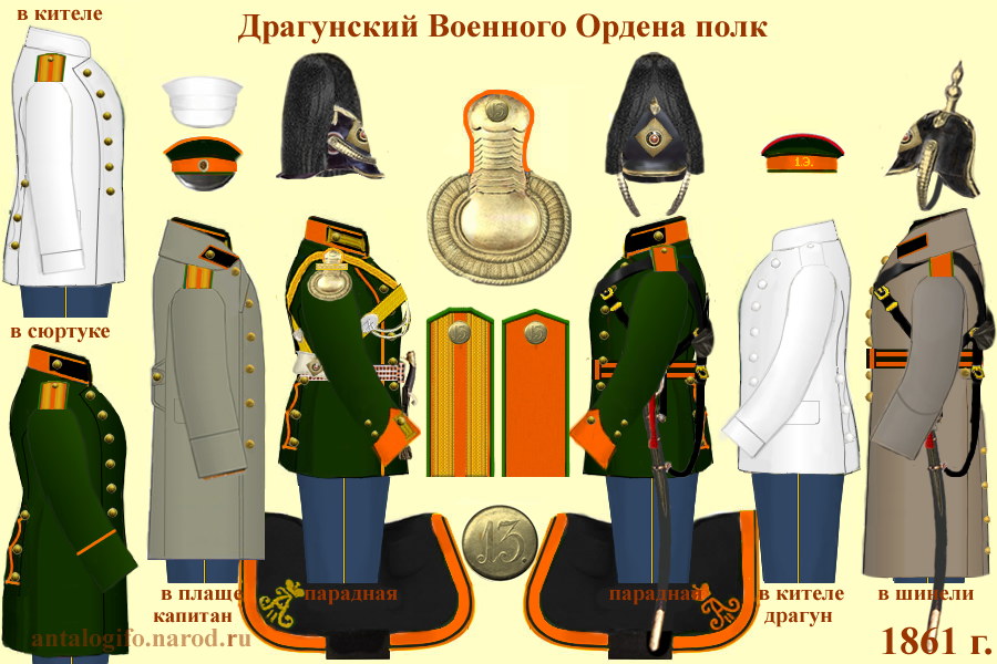 Схема обиундирования Драгунского Военного Ордена полка на 1861 год