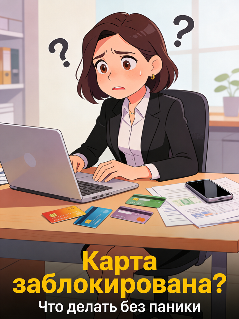 девушка в деловом костюме с ноутбуком и банковскими картами выглядит растерянно дропперство ИП статья 187 УК РФ