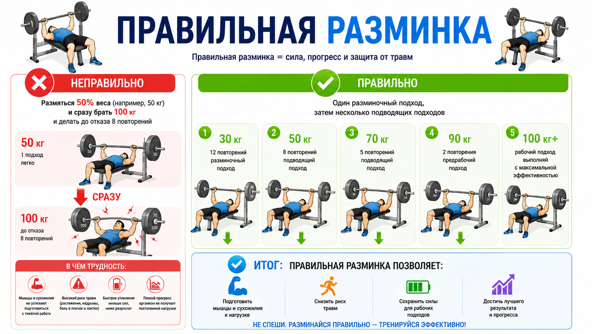 🔥 Дорогие друзья! Многие из вас разминаются неправильно. И главное — эта схема не может быть одинаковой для всех.