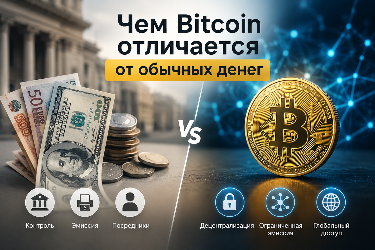 Чем Bitcoin отличается от обычных денег