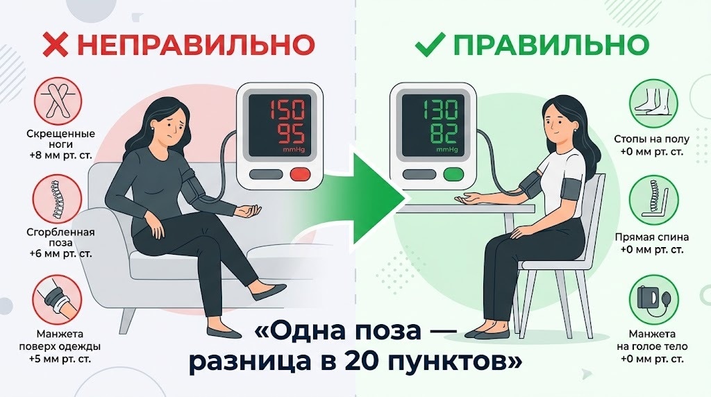 Сосуды отвечают спазмом. К третьему замеру они успевают расслабиться, и цифра становится истинной
