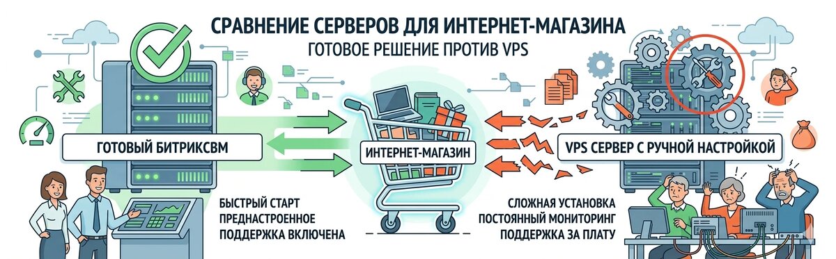 Виртуальная машина BitrixVM и обычный VPS сервер для интернет-магазина на Битрикс