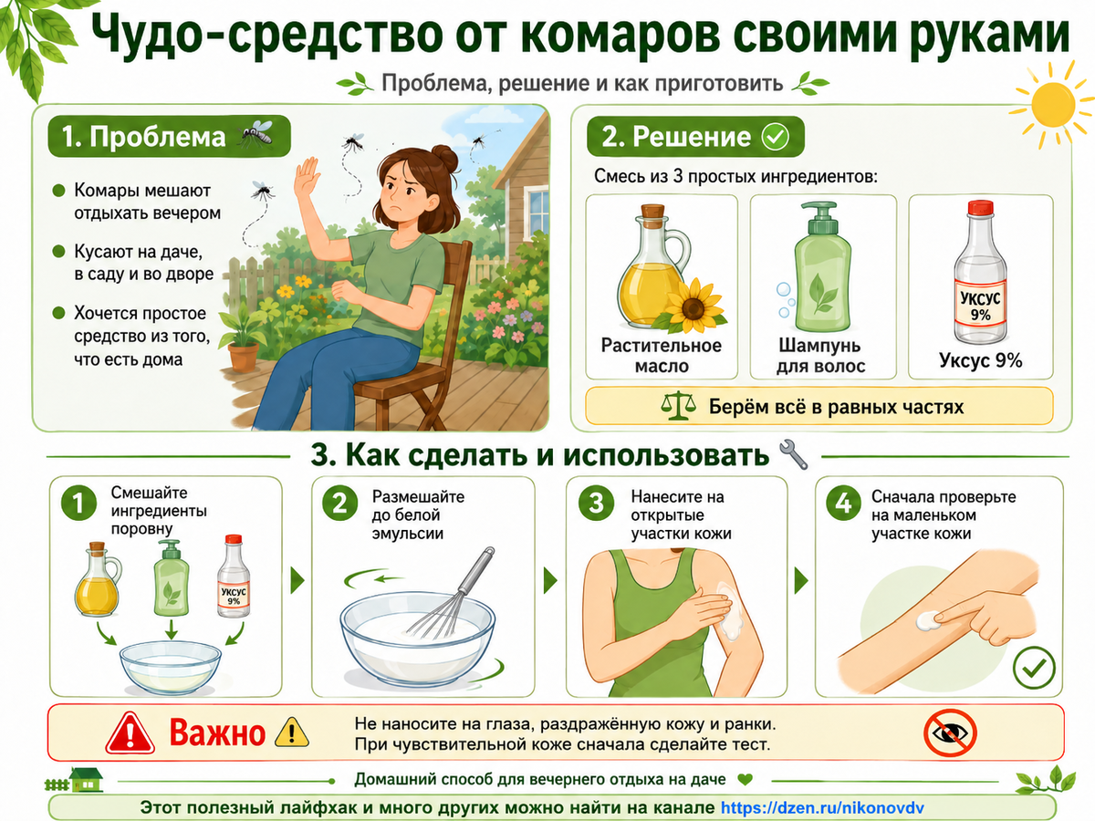 Комары обходят стороной: простой домашний способ для дачи и вечера во дворе