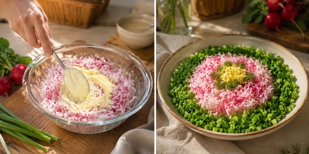 Редиска, плавленый сыр и яйцо — через 15 минут подаю вкуснейший салат: освежающий и очень нежный