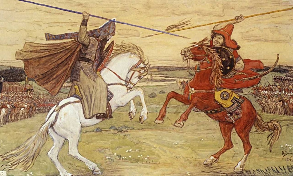    Картина Васнецова, бой Пересвета и Челубея