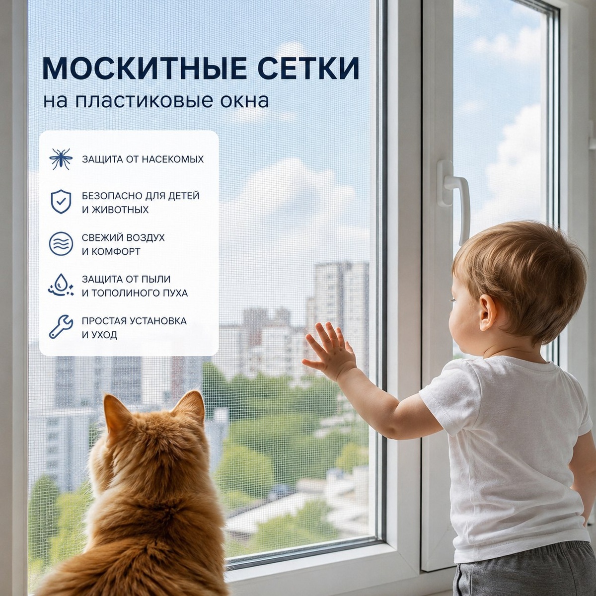 Москитная сетка для квартиры с детьми и животными🐾