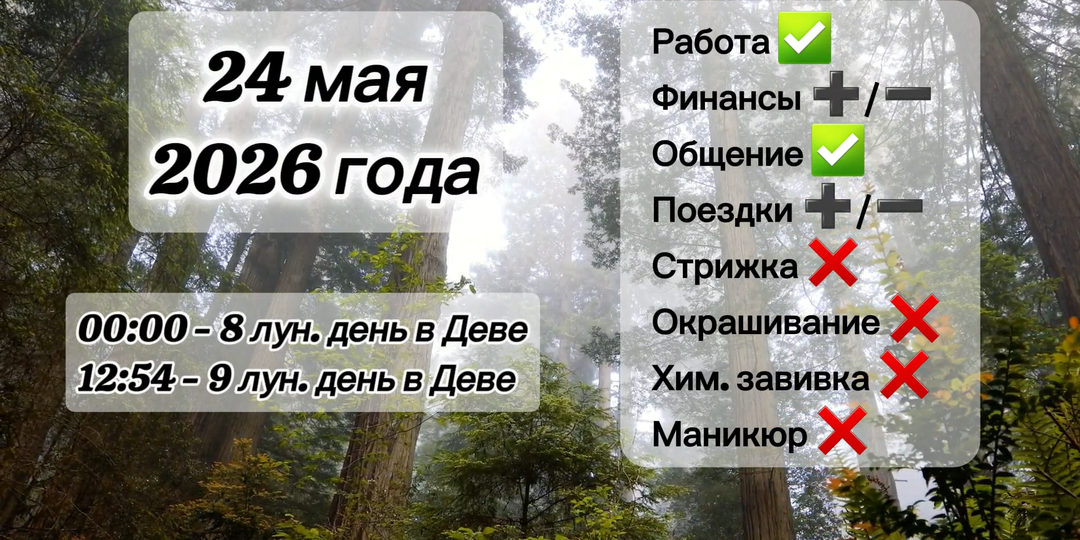 Гороскоп 24 мая 2026 года, лунный день