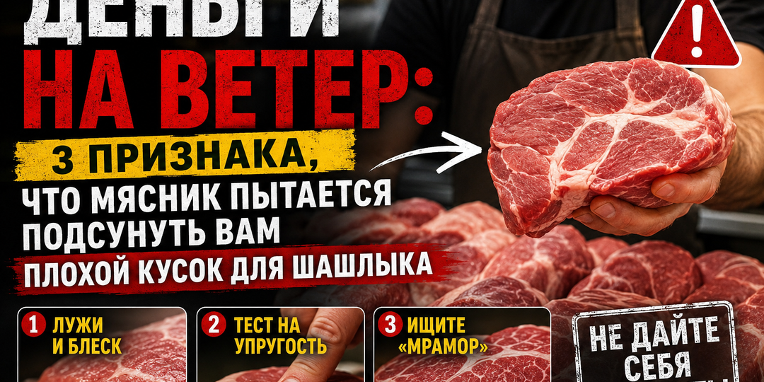 🛑 Деньги на ветер: 3 признака, что мясник пытается подсунуть вам плохой кусок для шашлыка.