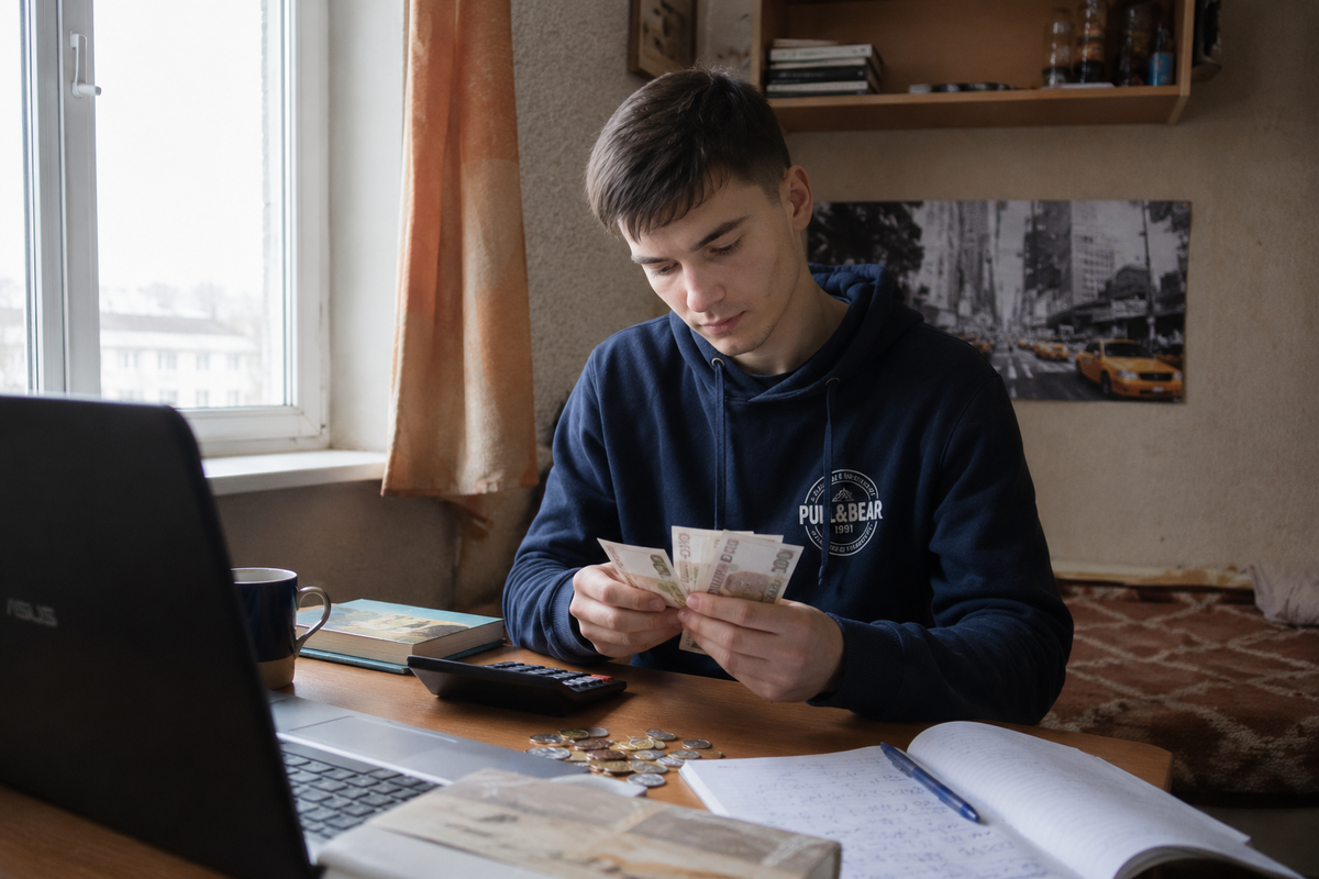 Студент рассчитывает бюджет на месяц 