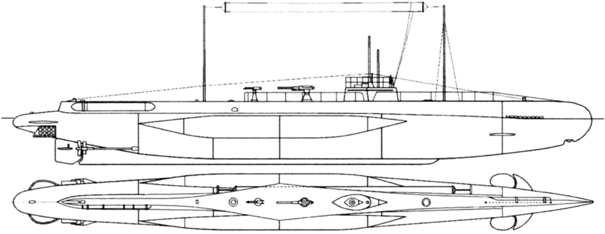 Схема внешнего вида подводной лодки U-75, однотипной с U-80