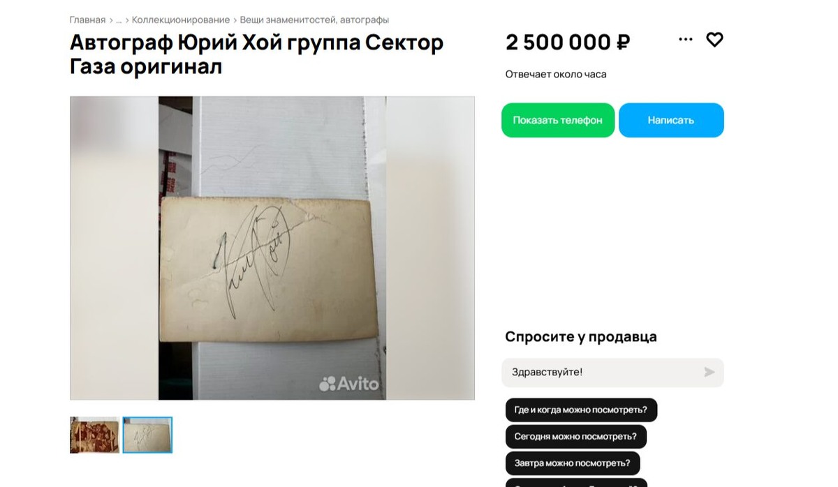     Фото: скрин с сайта www.avito.ru