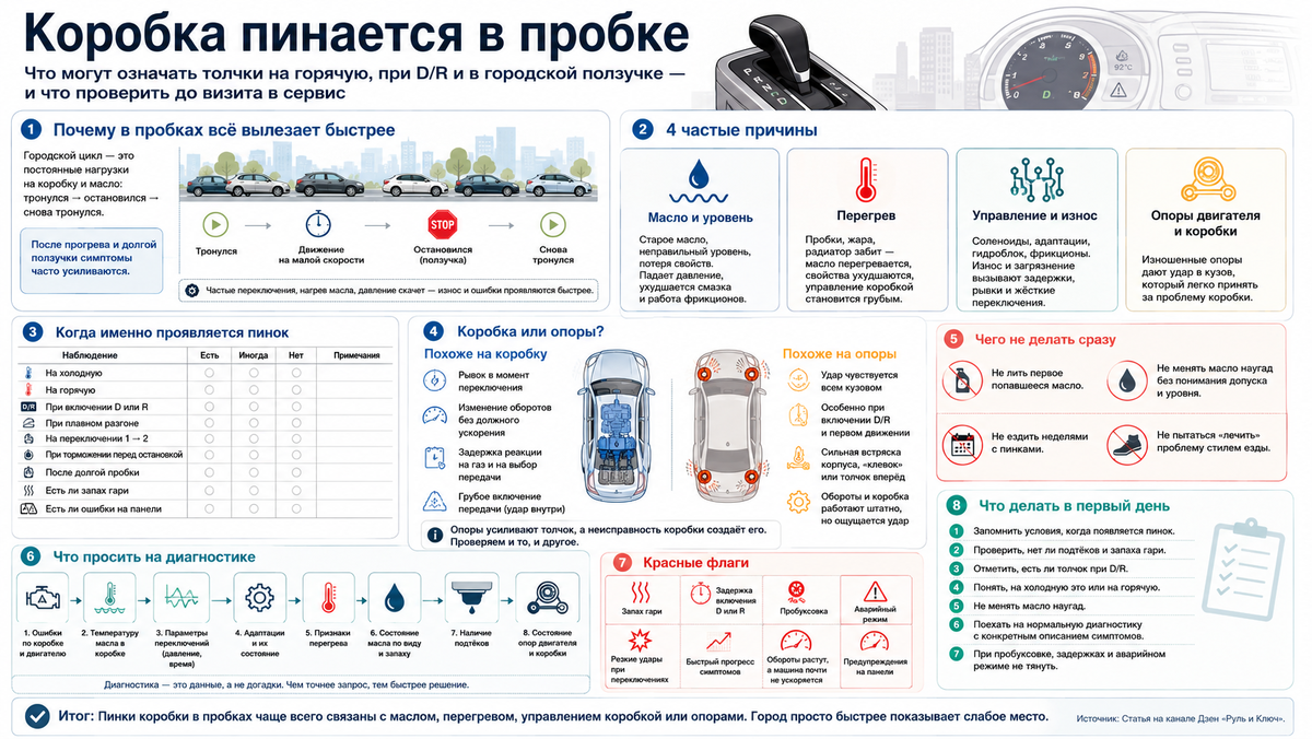 Начала пинаться коробка при переключениях в городе: что чаще всего виновато и когда уже нельзя тянуть
