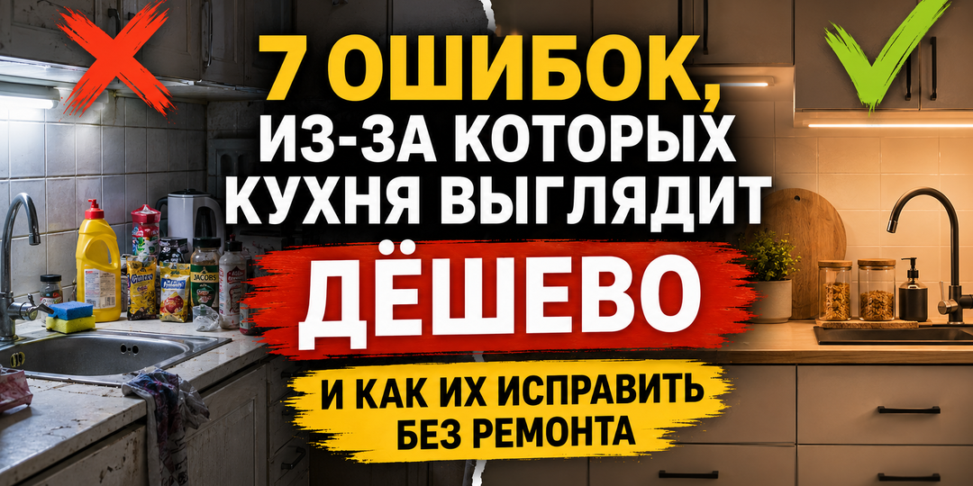 7 ошибок, из-за которых кухня выглядит дёшево (и как исправить это без ремонта)