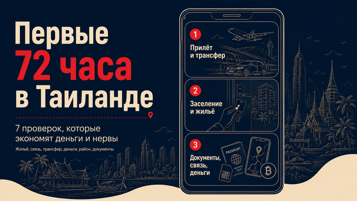 3 важных столпа в первые 3 суток в Тайланде