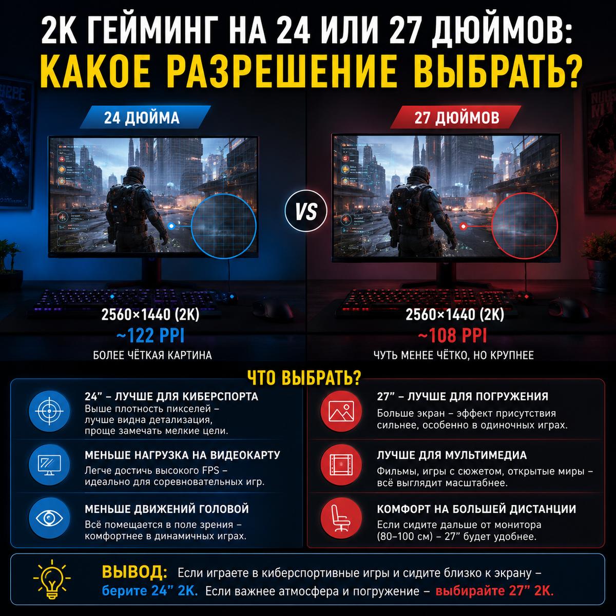 Преимущества 27-дюймовых мониторов для 2K гейминга