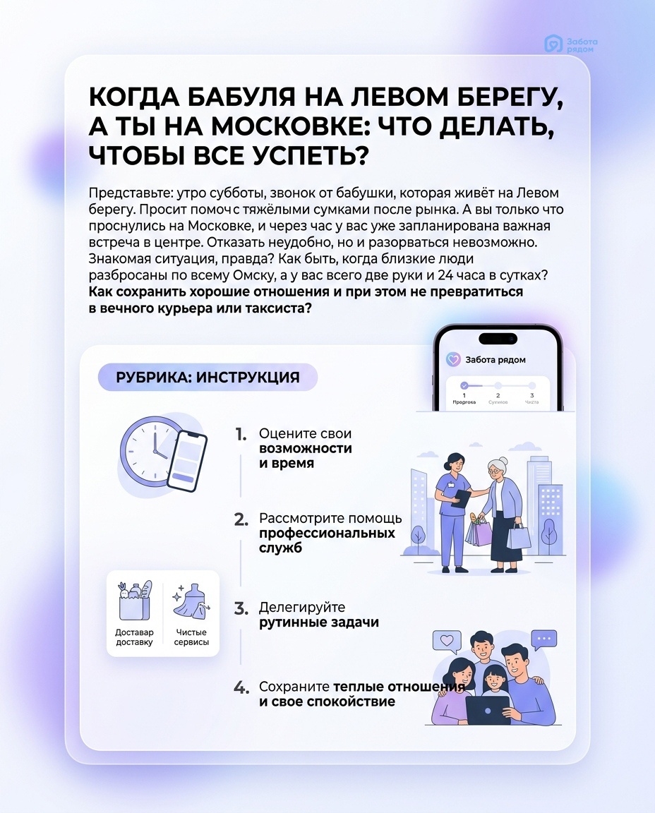 Когда бабуля на Левом берегу, а ты на Московке: что делать, чтобы все успеть?