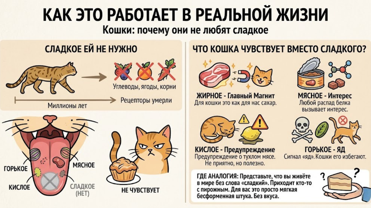 почему кошки не чувствуют сладкое эволюция ген Tas1r2