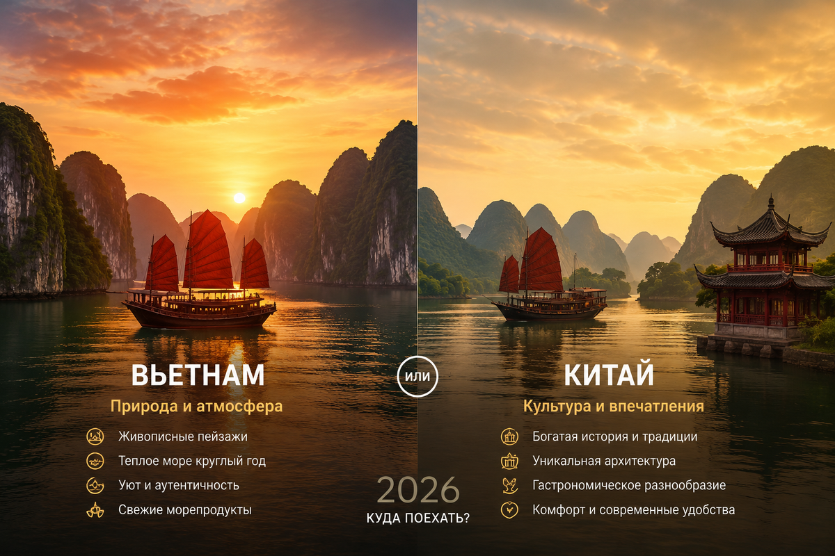 Вьетнам или Китай: куда поехать в 2026 — сравнение по природе, морю, культуре и архитектуре. Авторский разбор Зинаиды Тишиной, турагентство «Время путешествовать», Мытищи