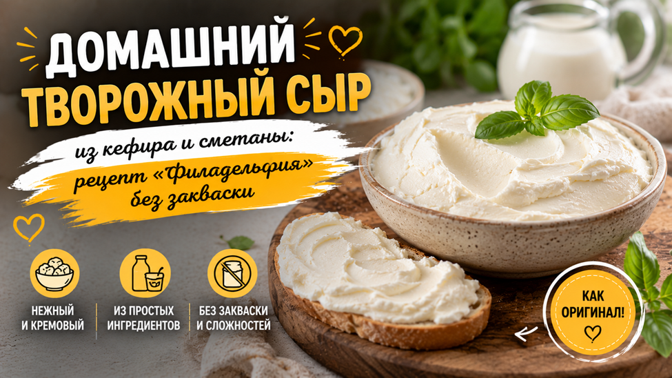 Творожный сыр из кефира и сметаны рецепт