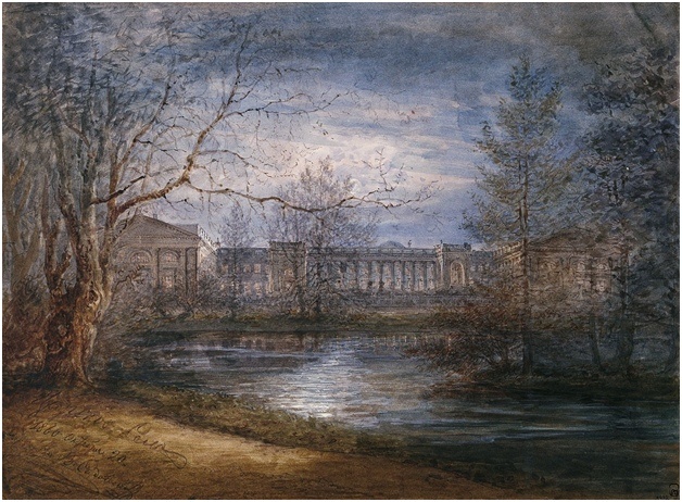 Садовников В.С. Александровский дворец в Царском Селе.1860. Бумага, акварель, графитный карандаш. 32 х 43 см. Государственный Русский музей, Санкт-Петербург