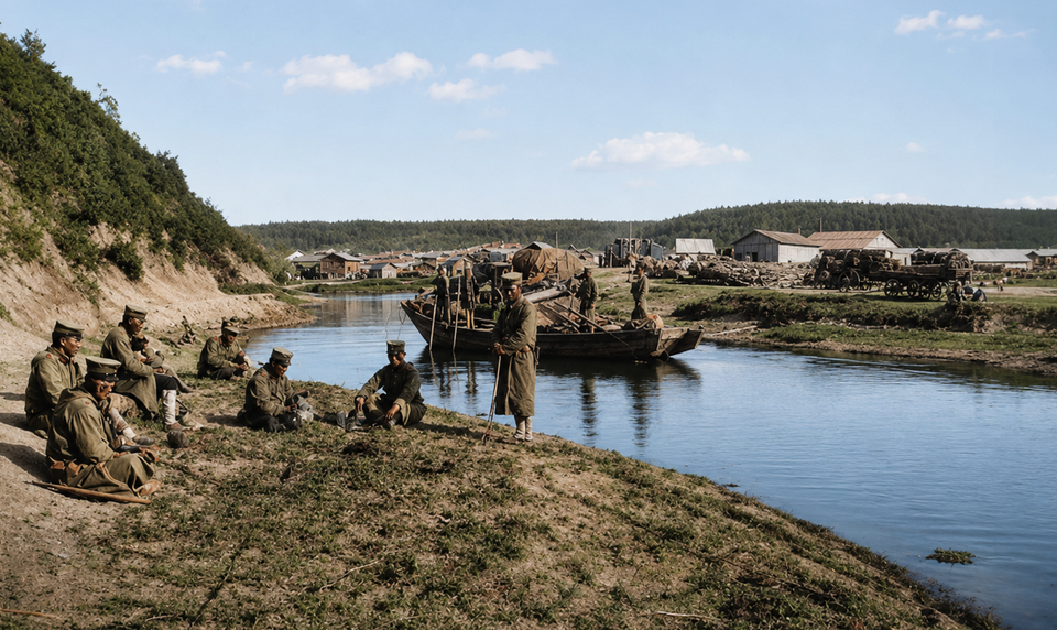 Япоснкий десант на привале в районе реки Мерея летом 1905