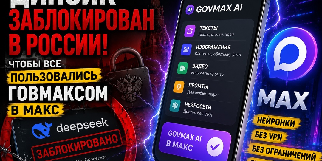 DeepSeek не открывается в России? Его заблокировали! ЧТОБЫ ВСЕ ПОЛЬЗОВАЛИСЬ GOVMAX В MAX