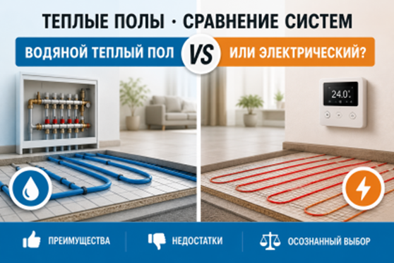 сравнение водяной теплый пол или электрический