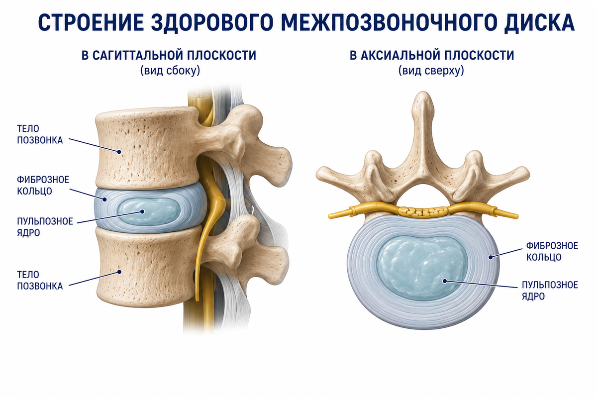 Иллюстрация строения межпозвонкового диска