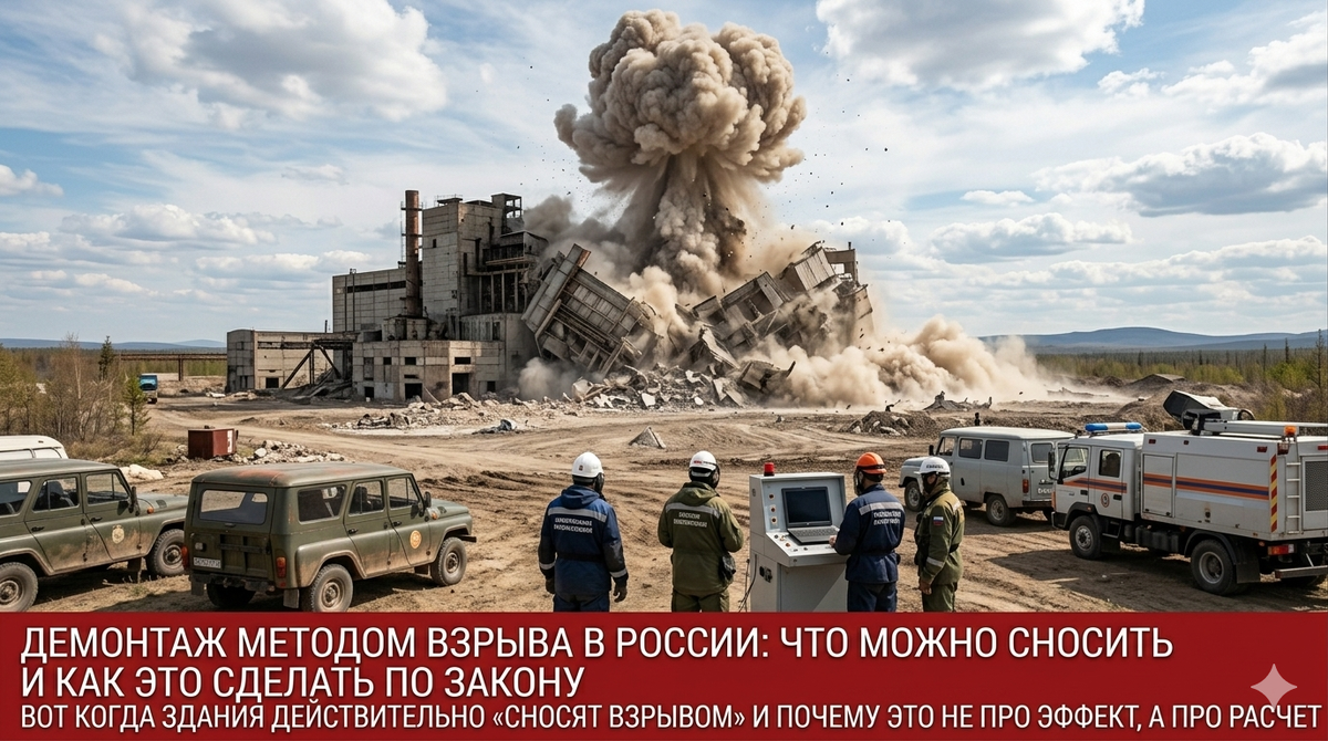 Демонтаж методом взрыва в России: что можно сносить и как это сделать по закону - СТРОЙКОНСЬЕРЖ