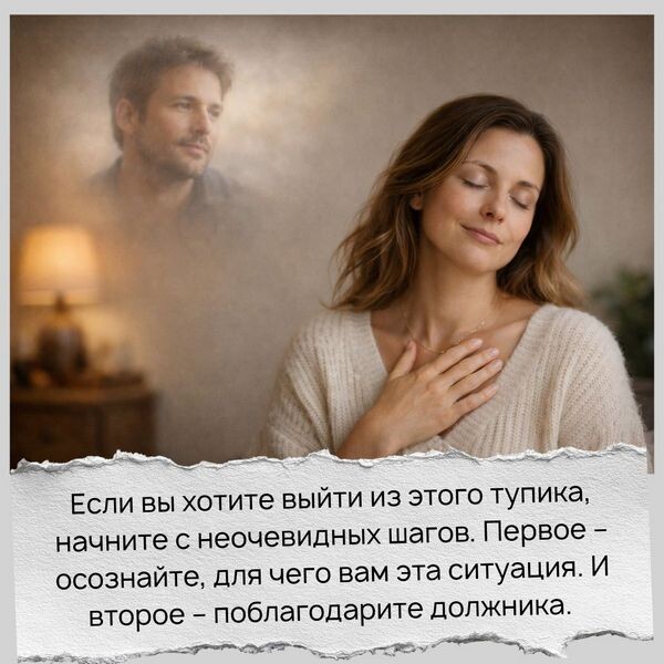 Осознайте, для чего вам эта ситуация и поблагодарите должника
