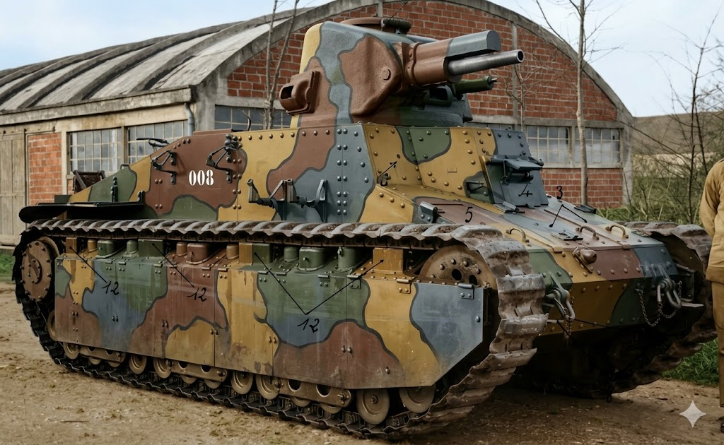Char de bataille D1, он же лёгкий танк D1. Изображение раскрашено при помощи нейросети, находится в свободном доступе.