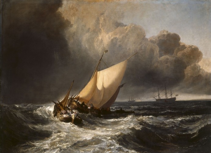 «Голландские суда в бурю» («Морской пейзаж Бриджуотера»), 1801 Холст, масло — Лондонская Национальная галерея.