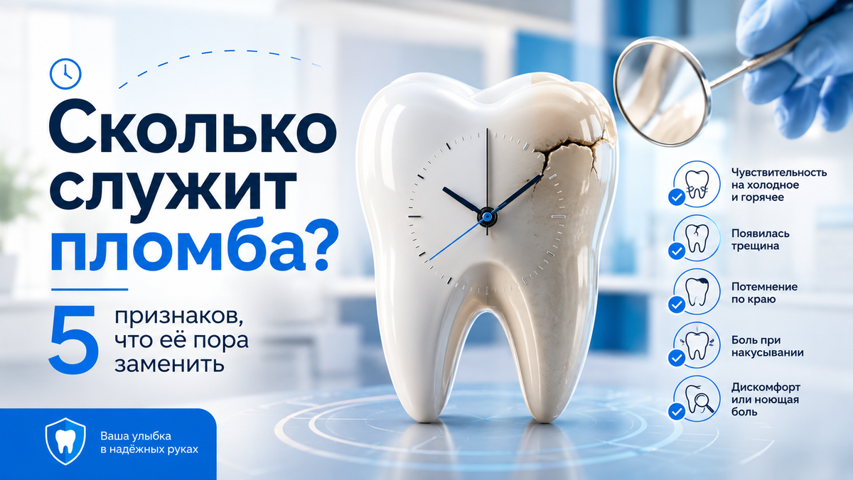 Пломба не вечная: иногда маленькая трещина или тёмный край могут быть первым сигналом, что зубу нужна помощь.