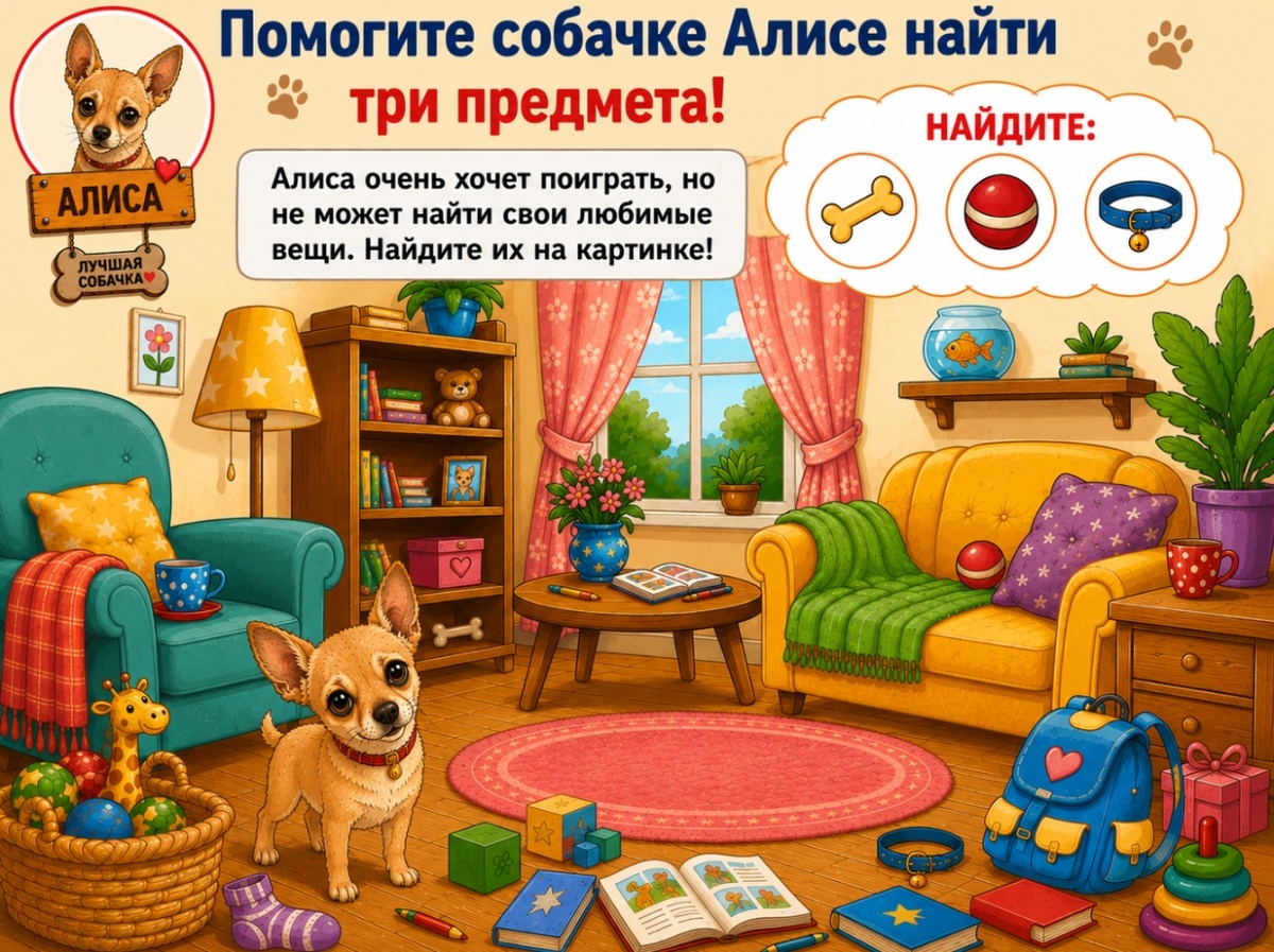 Задание: найди три предмета