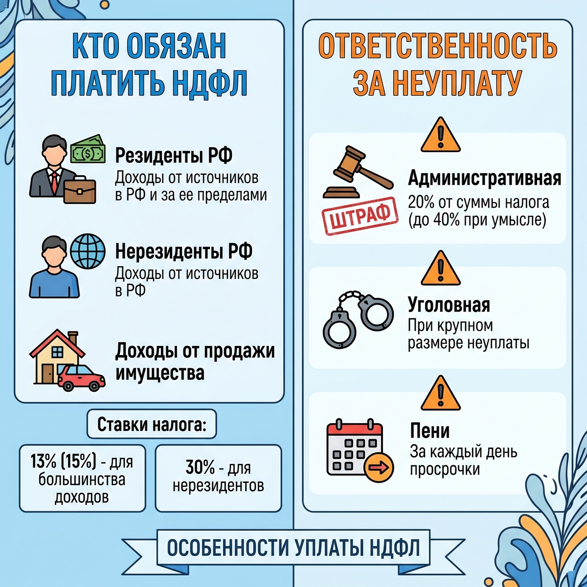 Особенности уплаты НДФЛ