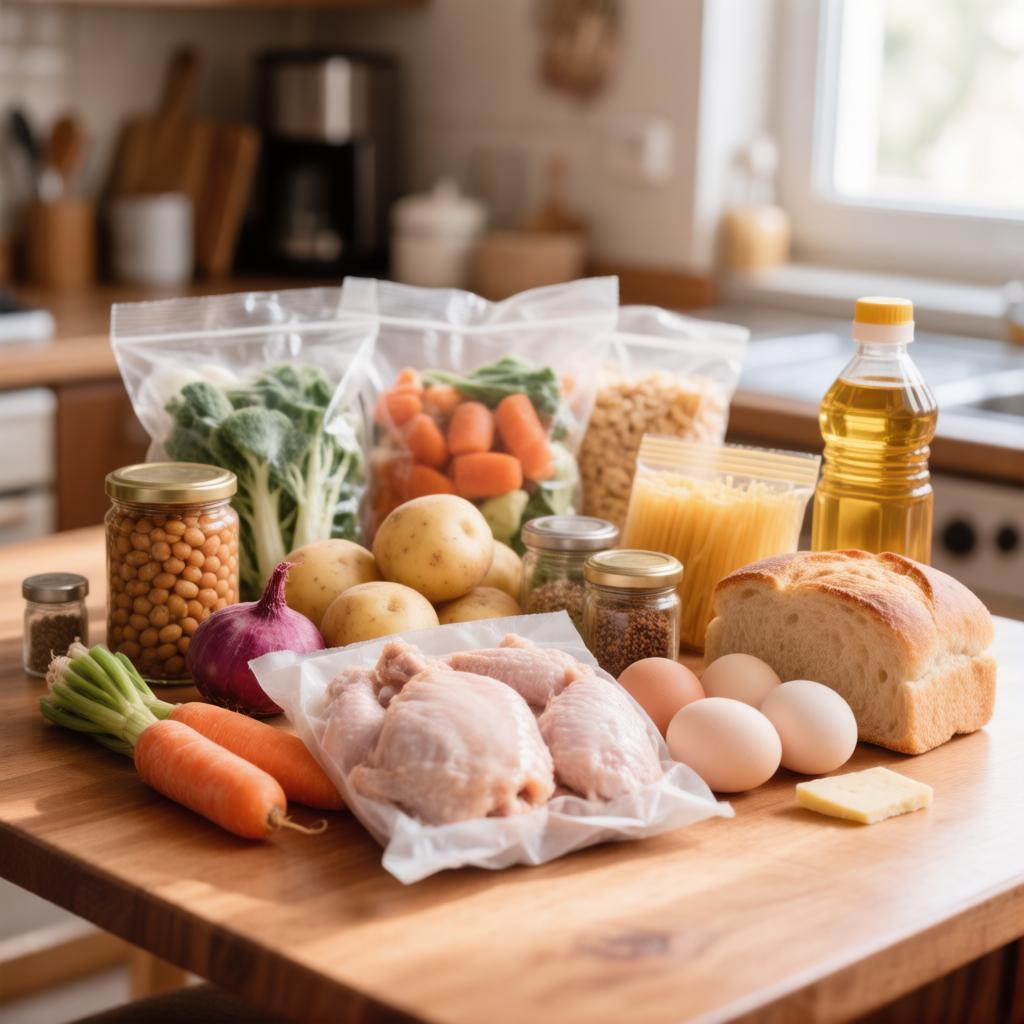 Мой базовый набор продуктов на 1000 рублей. В некоторых регионах курица может стоить чуть дороже, но её всегда можно заменить на бюджетный суповой набор и субпродукты