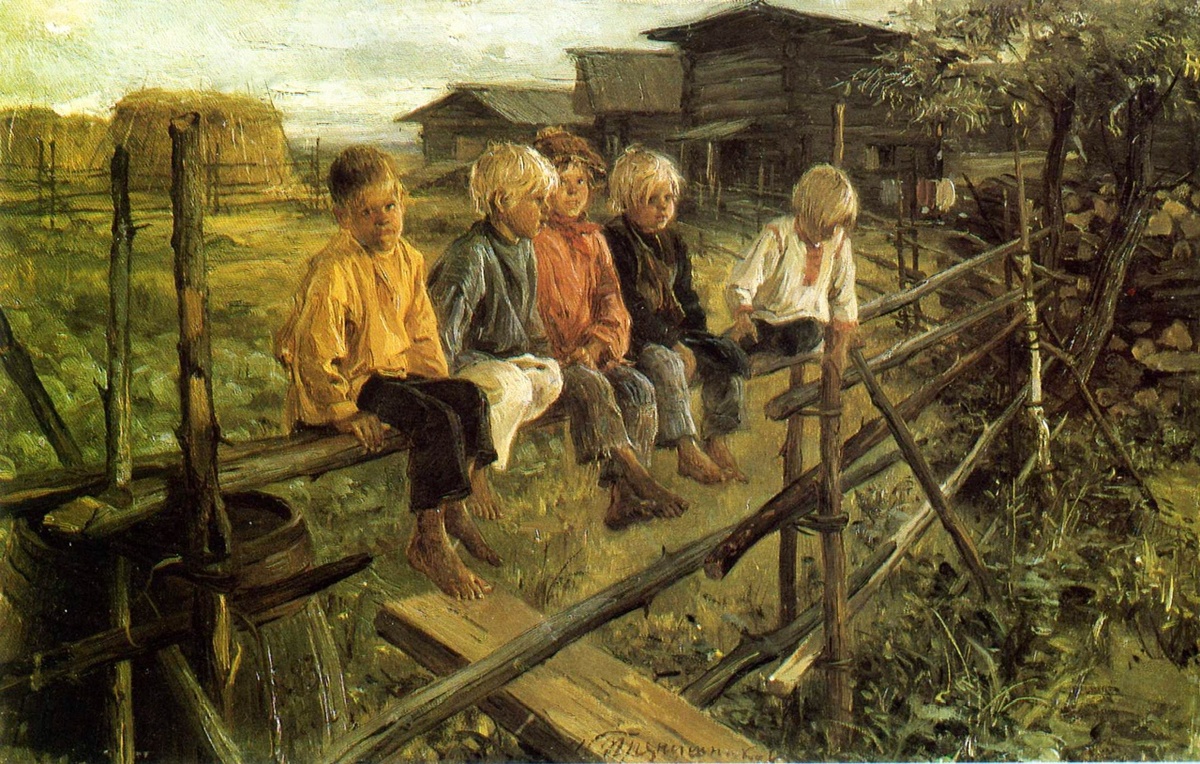 Илларион Прянишников  «Дети на плетне (Воробьи)»