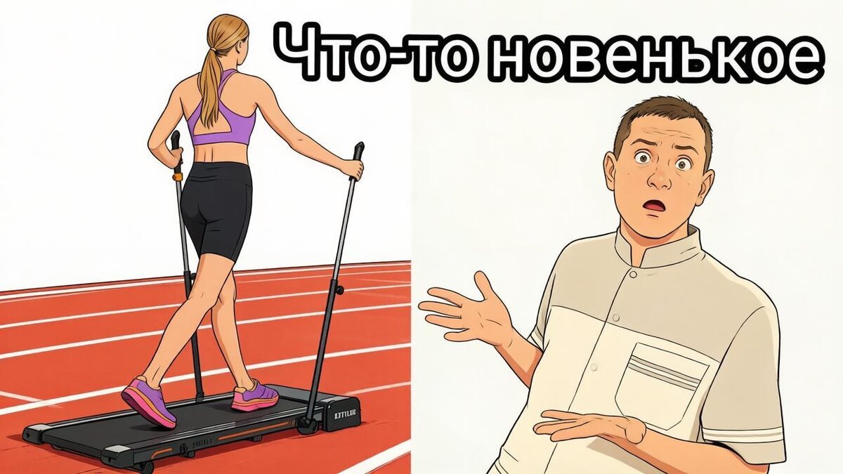 Забудьте о привычных поручнях. Будущее кардио — в естественном движении! Мне это очень нравится.Традиционные беговые дорожки созданы для бега или шага, где руки либо висят вдоль тела, либо держатся за неподвижные поручни. Однако скандинавская ходьба — это полноценная тренировка всего организма, где до 90% мышц вовлекаются в процесс благодаря работе рук.Как это работает на тренажере? Представляем концепцию дорожки со специализированными упорами под палки.⚙️ В чем принципиальное отличие?Главная проблема обычных дорожек — отсутствие отталкивания. В скандинавской ходьбе палка — это рычаг, который позволяет перенести вес тела вперед и разгрузить суставы.А эта дорожка предлагает:1. Вместо поручней — эргономичные стойки: Специальные направляющие или скользящие пазы, в которые вставляются наконечники или рукоятки палок.2. Имитация сопротивления: Система позволяет имитировать толчок палкой от поверхности, создавая правильный вектор движения.3. Динамическая стабилизация: В отличие от стационарных поручней, которые «замораживают» корпус, система для палок заставляет работать мышцы-стабилизаторы спины и пресса.🎯 Кому это необходимо?1. Людям с проблемами опорно-двигательного аппарата:Для тех, у кого есть ограничения по бегу (как в случае с коксартрозом или проблемами с позвоночником), такая дорожка дает безопасную нагрузку. Палки помогают перераспределить вес, снимая ударную нагрузку с коленей и стоп.2. Пожилым людям:Это максимально естественный способ поддержания тонуса. Движение рук помогает поддерживать равновесие и тренирует координацию.3. Профессиональным спортсменам:Для отработки техники и увеличения выносливости в контролируемых условиях (независимо от погоды).Нашёл на пример:Перейти на Ozon: https://ozon.ru/product/1054760723?advRef=2y35Unf1waH79WXKAnp2eyzEKuwAzwNTsp8FryZcHVVfdVvZmcvTkQzohEsNcQh6yM3aMwYcAZXZ4ccTEurz7UKg7SCgnXYRa&utm_campaign=adb-direct&utm_source=vkМоя группа в Одноклассниках:https://ok.ru/group/58738390007822#ОКзож