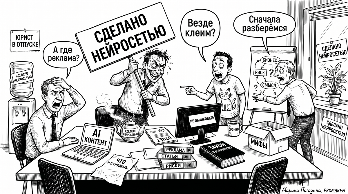    Маркировка AI контента: где бизнес путает риск с абсурдом | Марина Погодина, PROMAREN