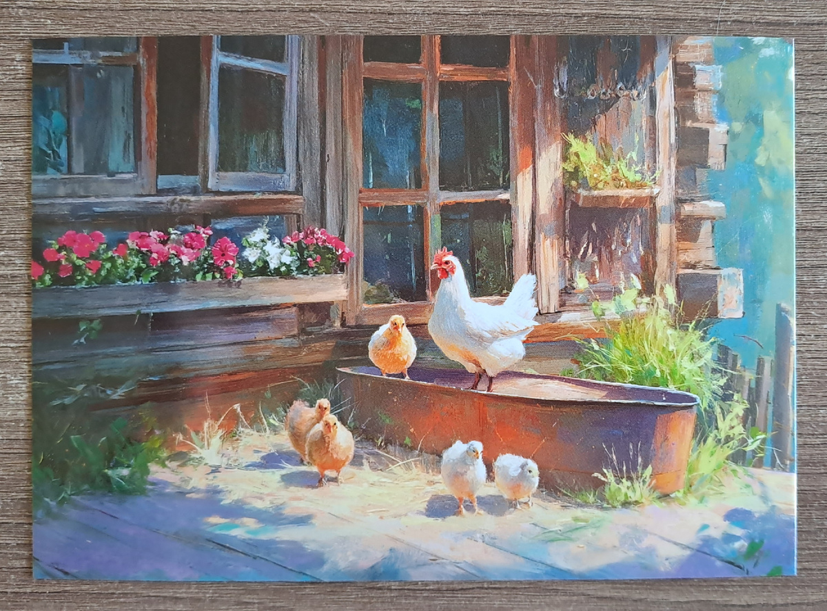 Вот эта простота и цепляет. Просто курочка с цыплятами во дворе 
