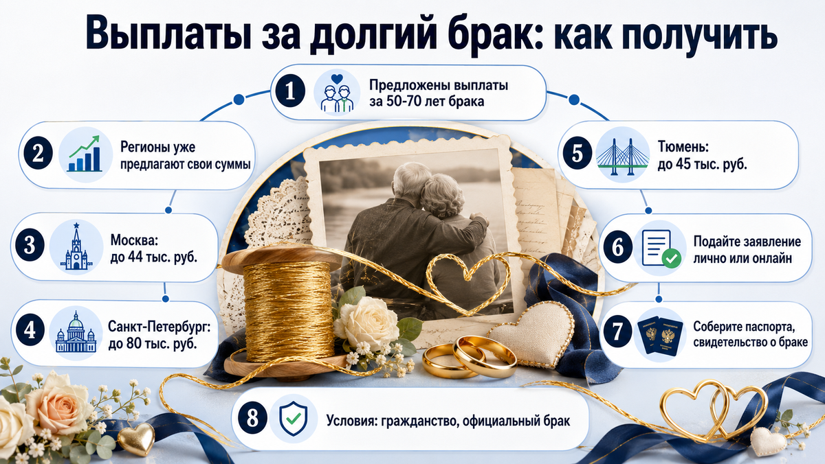 Выплаты за долгий брак: как получить  📷
