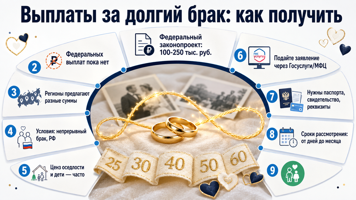 Выплаты за долгий брак: как получить  📷
