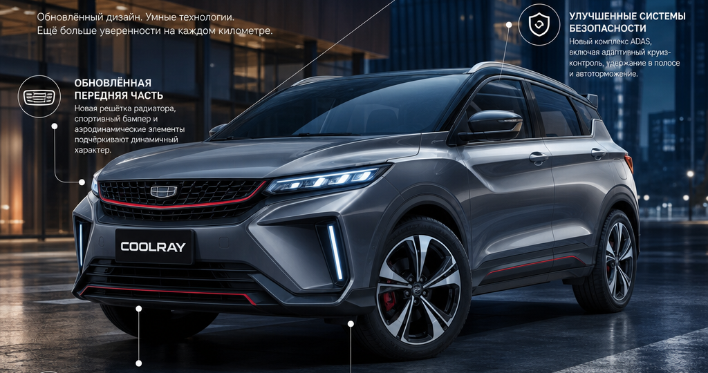 ⚡️Geely Coolray (2026) вернулся в новом образе — яркий, технологичный и очень странный