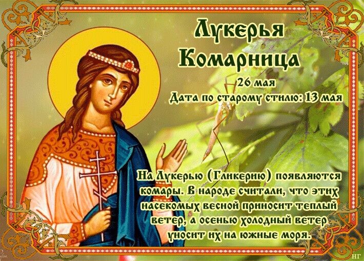 26 мая в народном календаре восточных славян отмечается день Лукерьи Комарницы