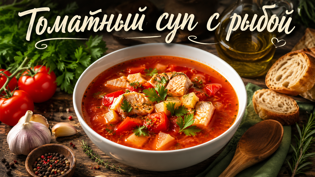 Томатный суп с рыбой