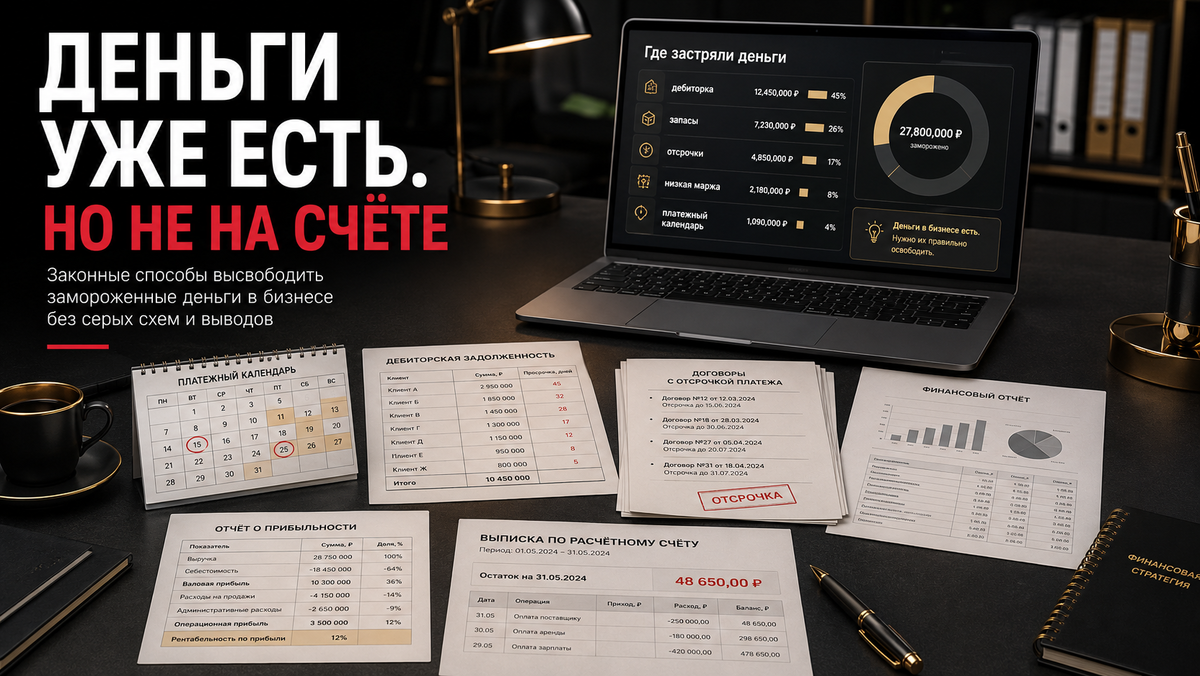 7 законных способов высвободить деньги в бизнесе без серых схем, обнала и опасной налоговой “оптимизации”.