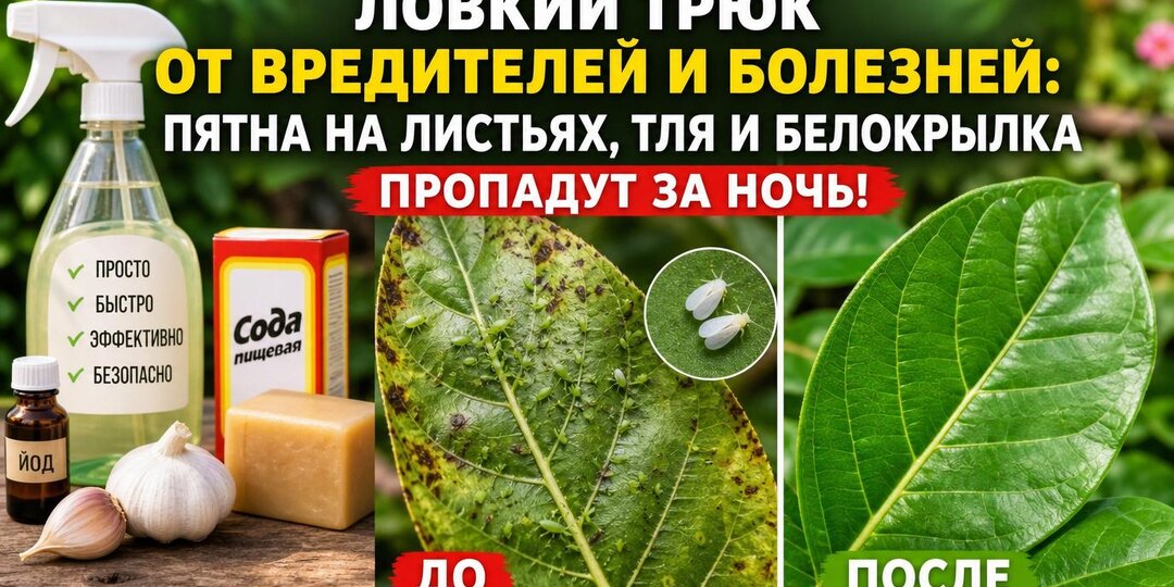 Ловкий трюк от вредителей и болезней: пятна на листьях, тля и белокрылка пропадут за ночь