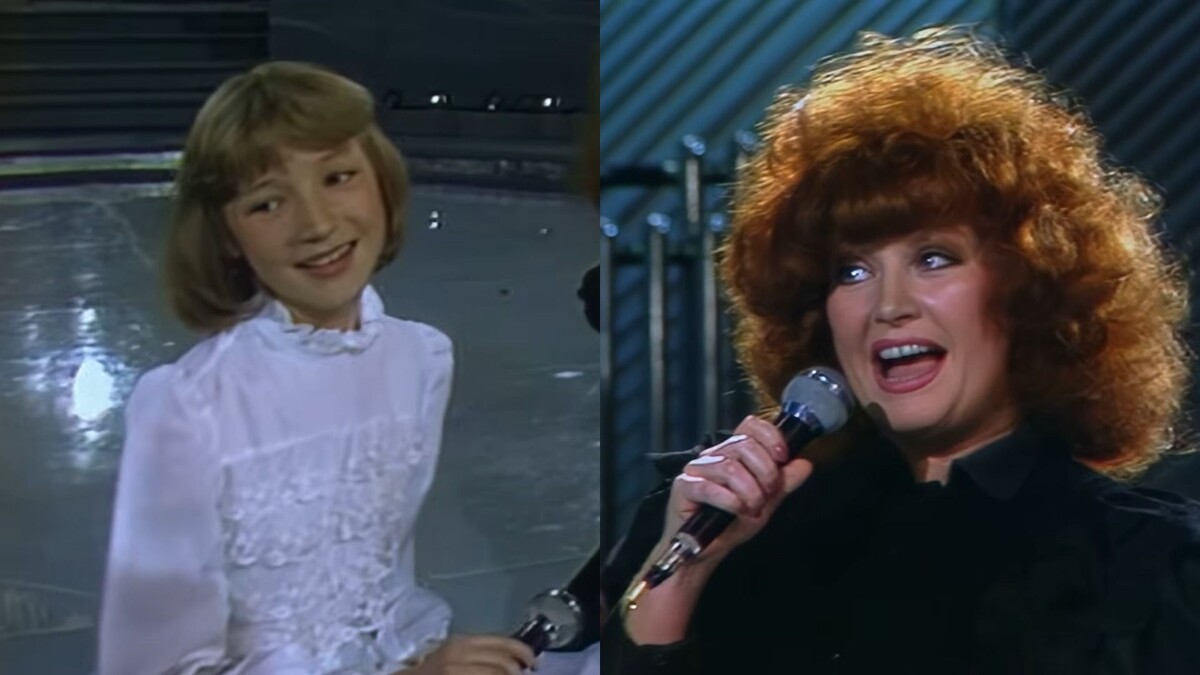    Кристина Орбакайте и Алла Пугачева в 1983 году на "Песне года"